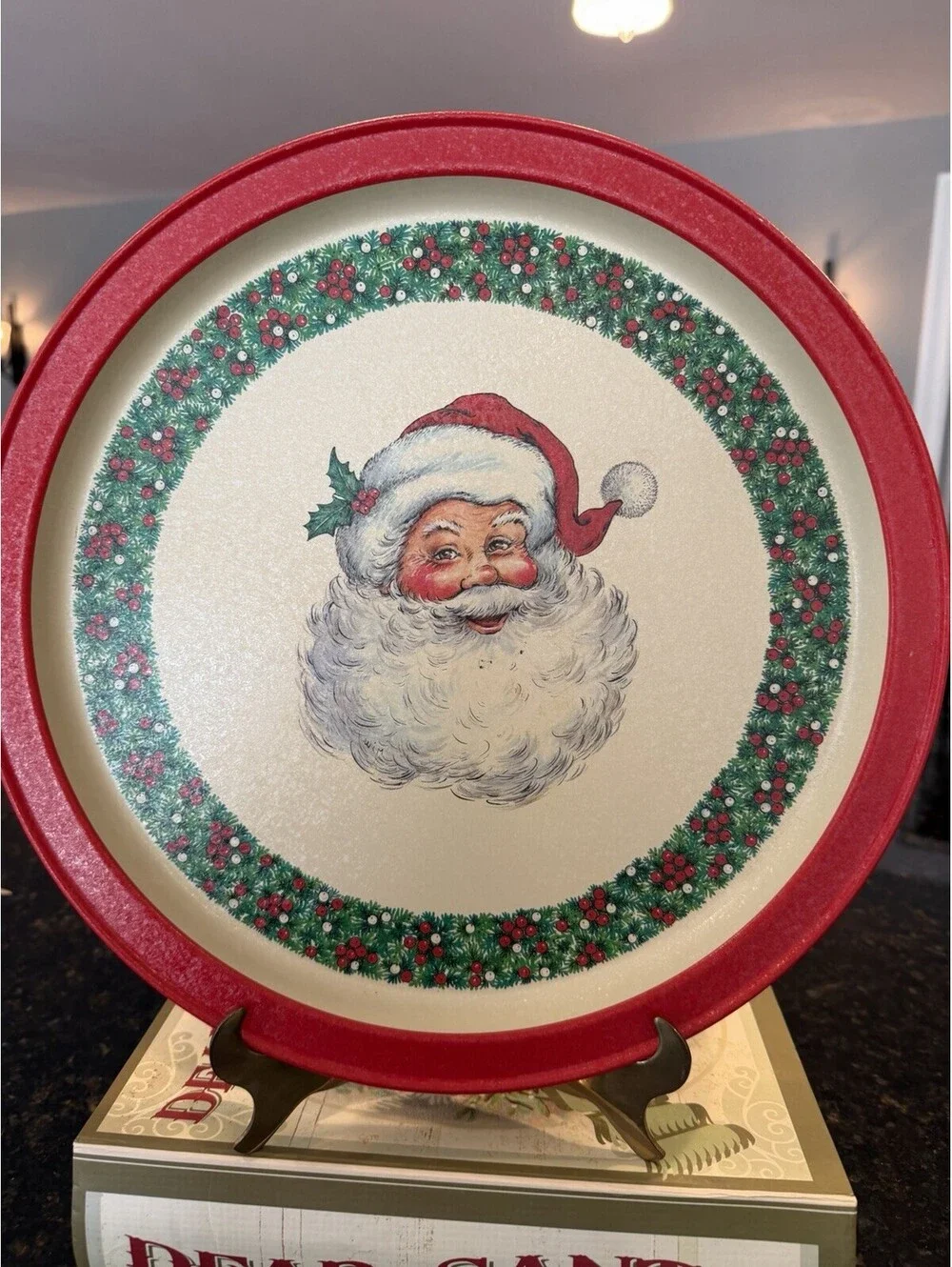 Vintage 1988 Potpourri Press Hong Kong Santal Christmas Tray Metal 13.5” EUC